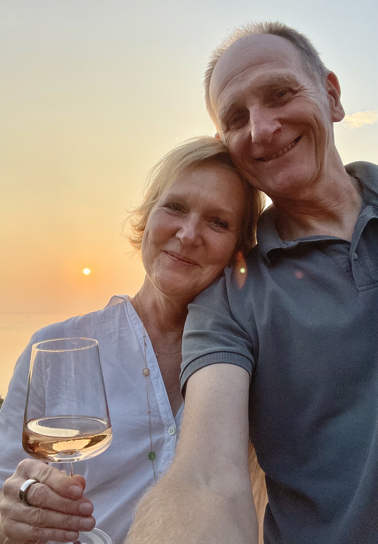 Andrea and Stefan enjoying sunset at Lake Garda